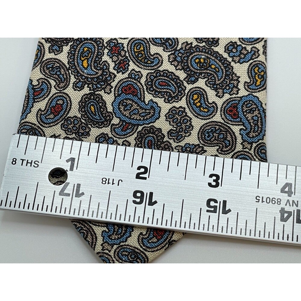 Rooster Ruffler Collection Mens' Tie Paisley Cream, Red, Gold Blue Classic - Picture 4 of 5